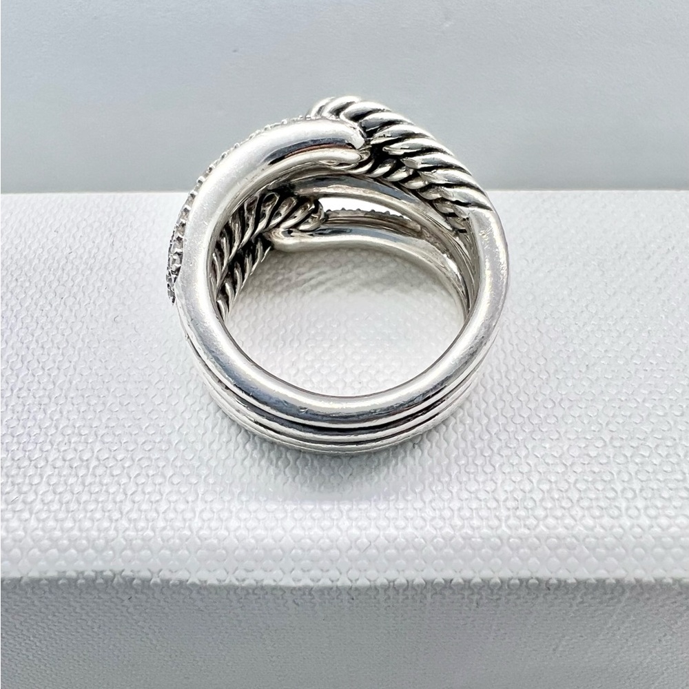 David Yurman Sterling Silver Double Loop Labyrinth Diamond Ring - Picture 4 of 15